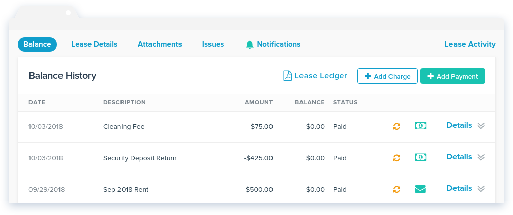 NowRenting End Lease Security Deposit Return History