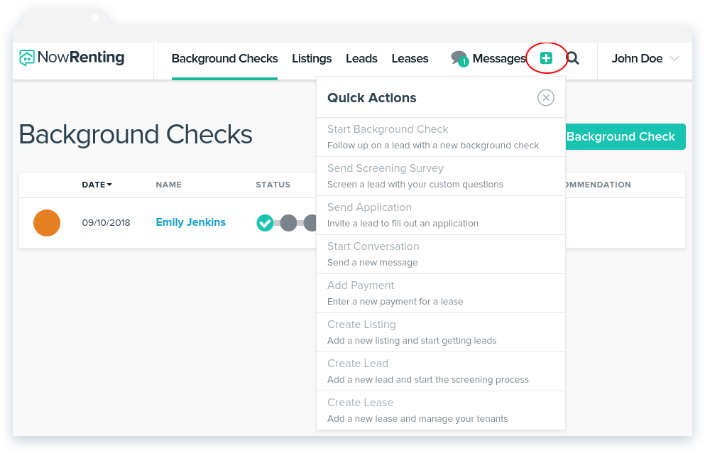 NowRenting Quick Actions