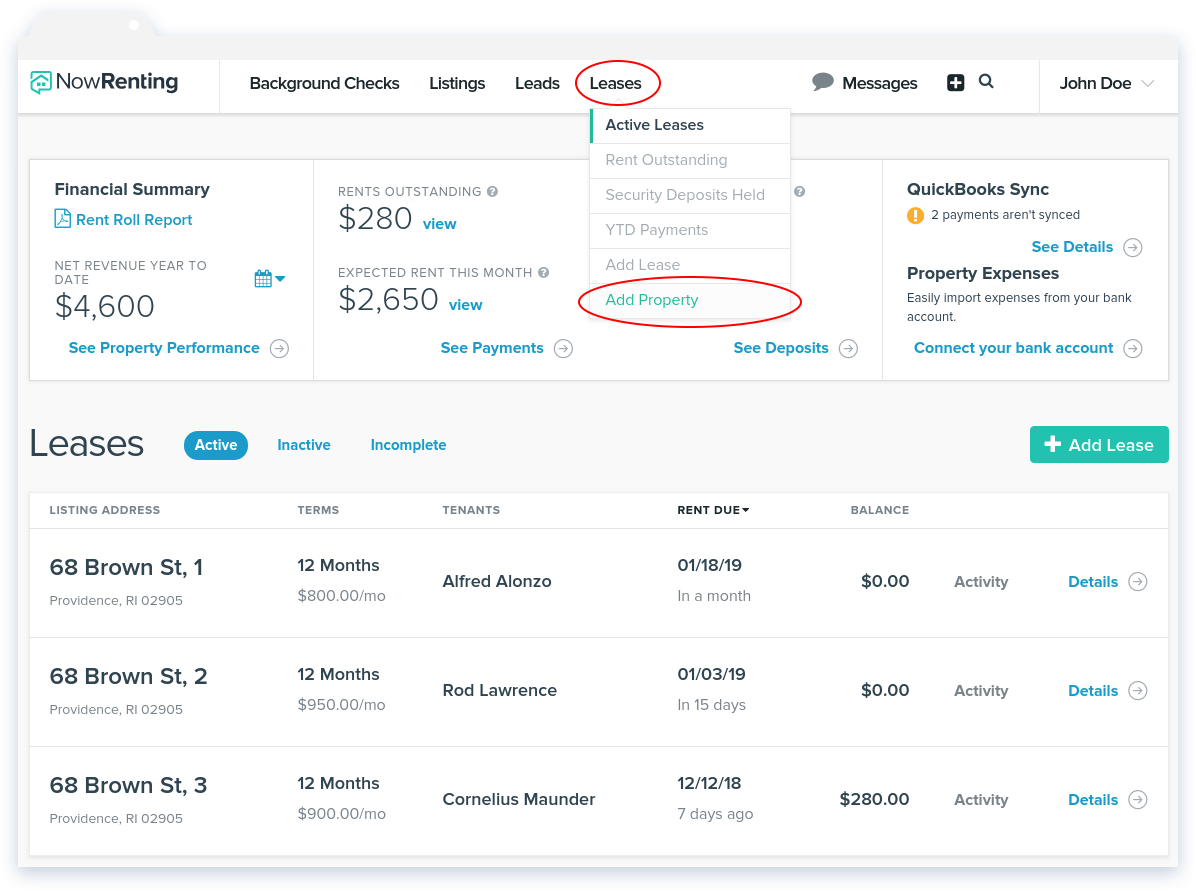 NowRenting Add Property Navigate