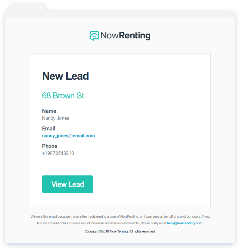 NowRenting -- Export Leads -- Email