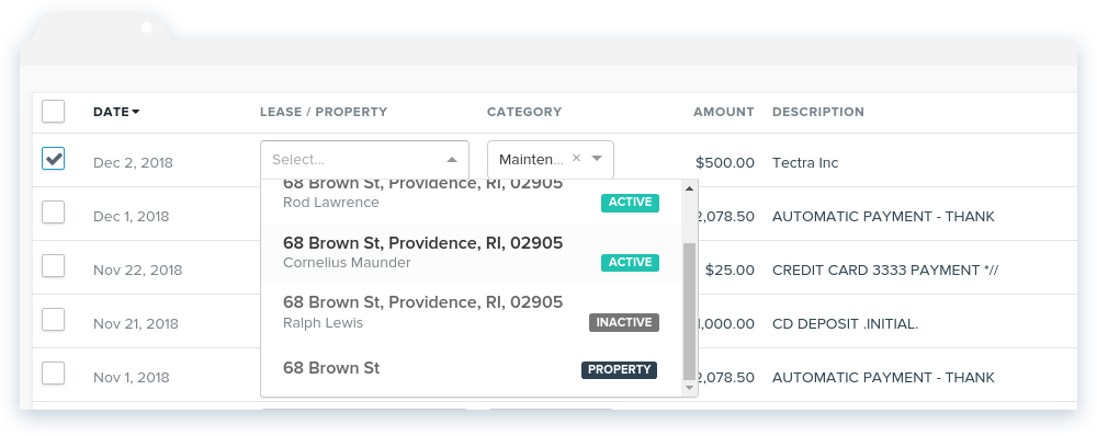 NowRenting -- Sync Expenses -- Choose Lease or Property