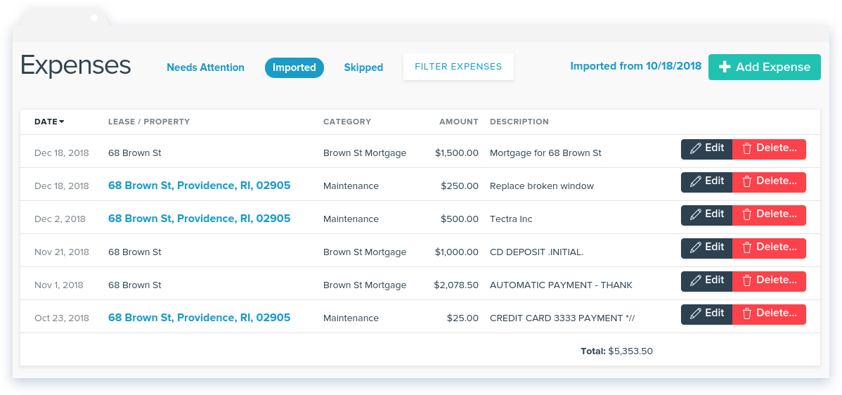 NowRenting -- Sync Expenses -- Imported