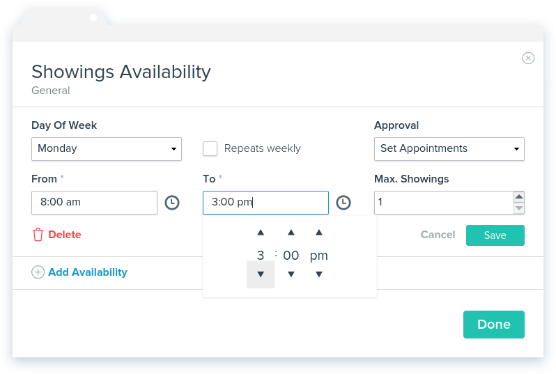 NowRenting: Add a Showings Availability Entry