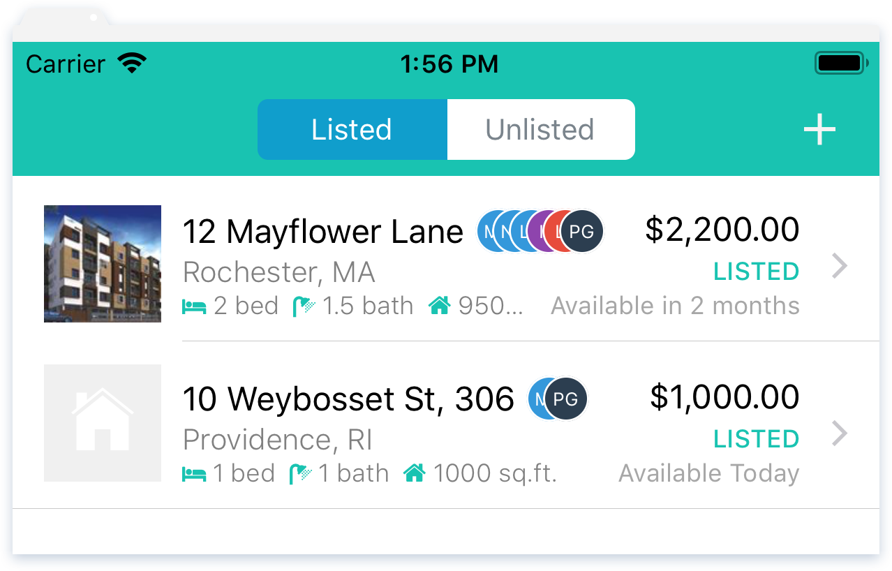 NowRenting Mobile App: Listings Page