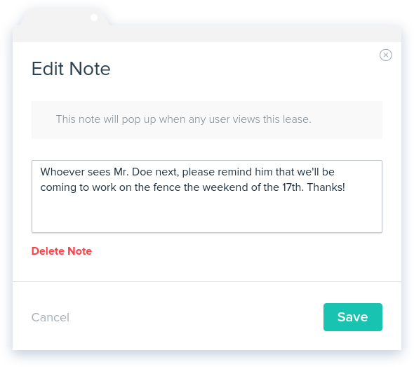 NowRenting: Add Note - Modal