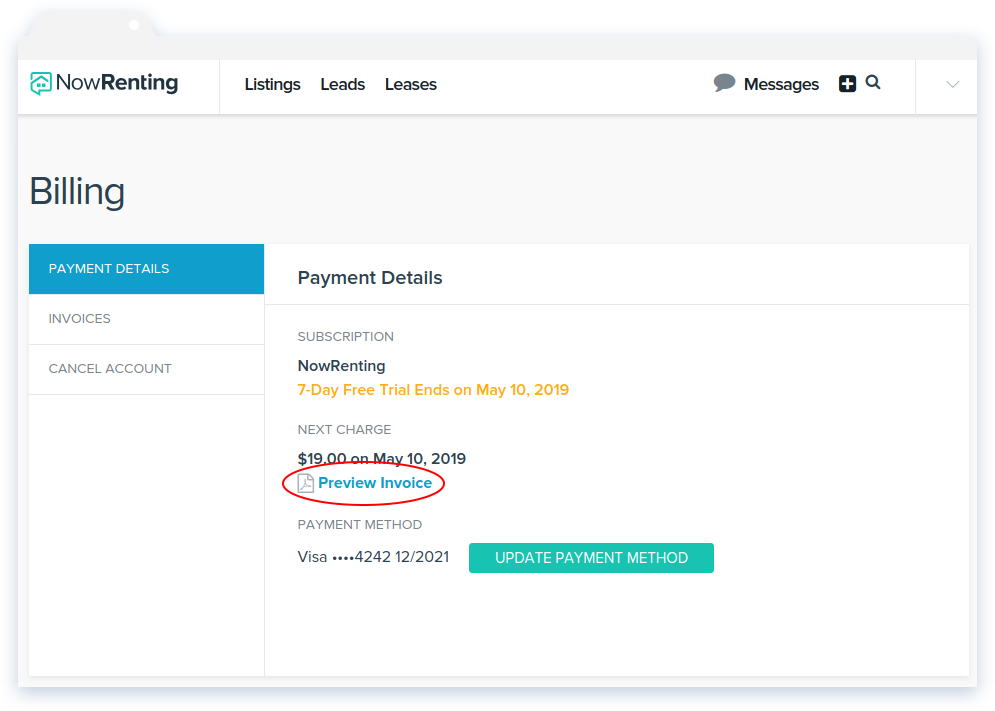 NowRenting: Preview Invoice